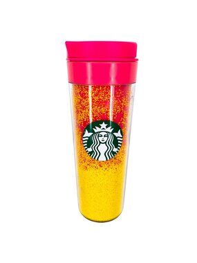 Starbucks Summer 2022 Yellow Sand Tumbler With Pink Lid 16 Oz